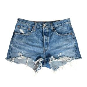 Levi's Blue Distressed Jean Shorts 31
